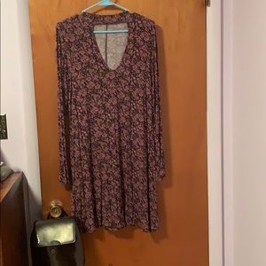 Floral long sleeve midi dress